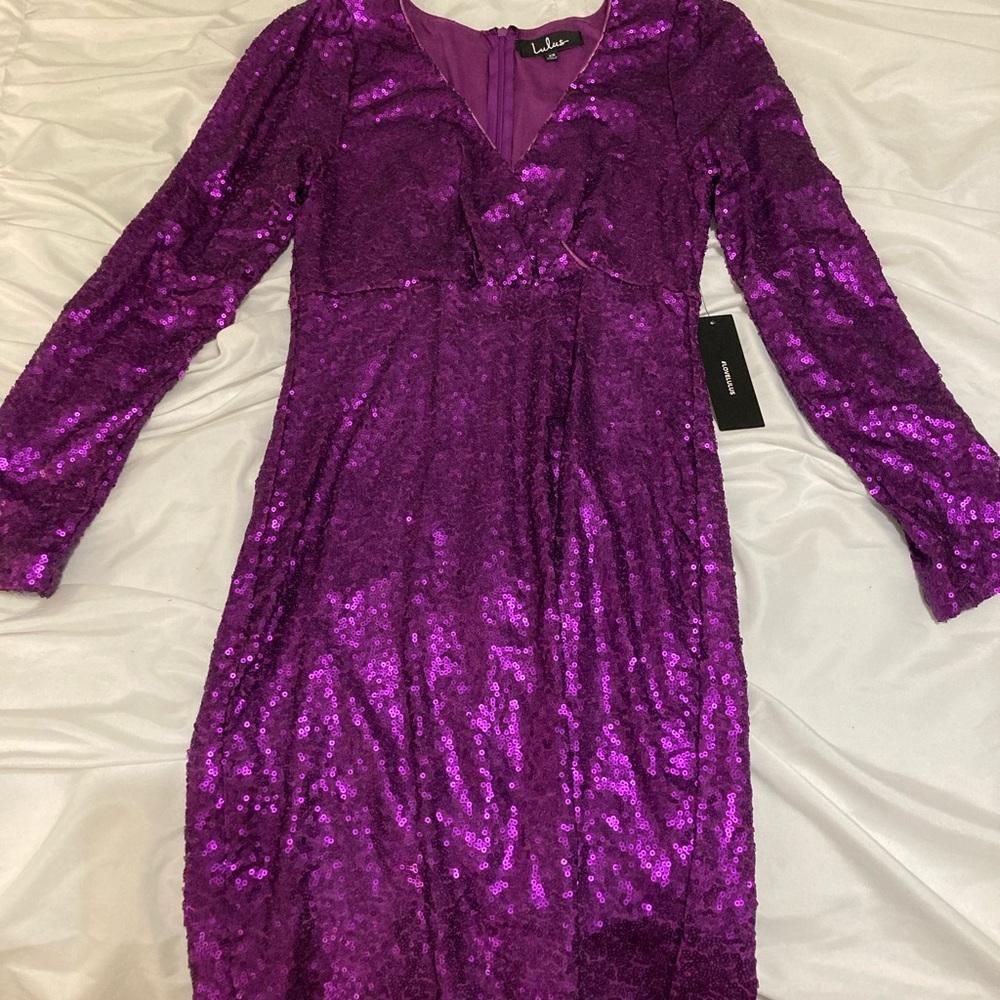New with tags, purple sequence mini Lulus dress.